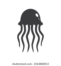 Black silhouette vector illustration of a jellyfish