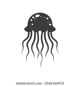 Black silhouette vector illustration of a jellyfish