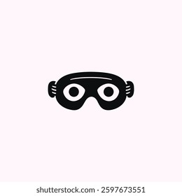 Black Silhouette Vector Illustration of Minimalistic Goggles for Sports or Swimming Themes