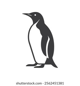 Black silhouette vector illustration of a penguin