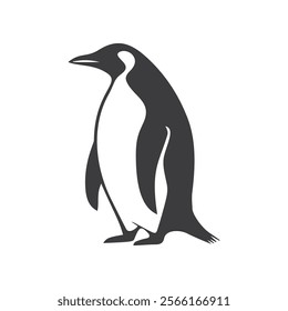 Black silhouette vector illustration of a penguin