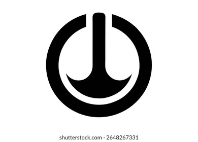 A black silhouette vector illustration of a pi symbol inside a circle on a white background The design is simple and minimal