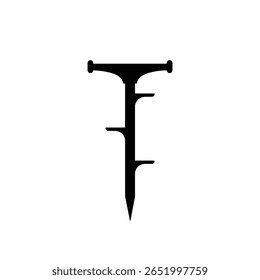 Black silhouette vector illustration of a plant support stake against a white backgroundThe image is simple and minimalist in style.