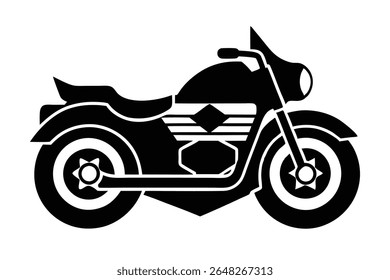 A black silhouette vector illustration of a police motorcycle against a white background The motorcycle is depicted in profile view with detailed wheels and design elements.