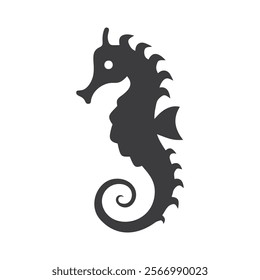 Black silhouette vector illustration of a seahorse