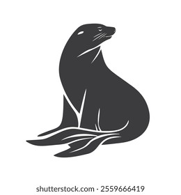 Black silhouette vector illustration of a seal