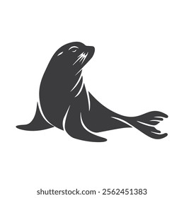 Black silhouette vector illustration of a seal