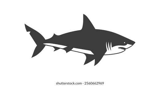  Black silhouette vector illustration of a shark