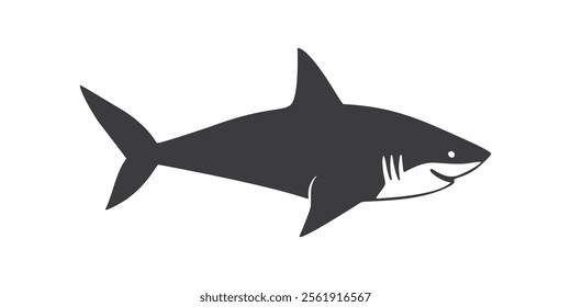  Black silhouette vector illustration of a shark