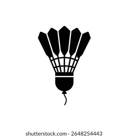 A black silhouette vector illustration of a shuttlecock shaped like a balloon against a white background The image is simple and minimal in style.