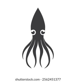 Black silhouette vector illustration of a squid