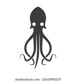 Black silhouette vector illustration of a squid