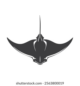 Black silhouette vector illustration of a stingray