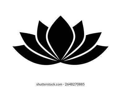 Um vetor de silhueta preta ilustração de uma folha de flor de lótus estilizado contra um fundo branco A imagem é simples e minimalista em estilo