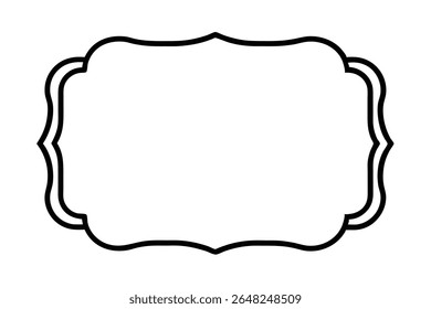 A black silhouette vector illustration of a thick line decorative frame with a wavy outline against a white background. The frame is solid and simple in style.