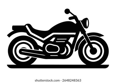 Black silhouette vector illustration of a touring motorcycle on a white background The motorcycle is depicted in profile view with simplified details