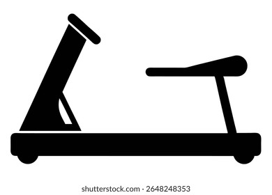 A black silhouette vector illustration of a treadmill against a white background The image is simple and minimalist in style.