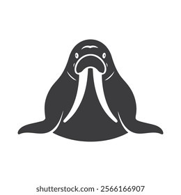 Black silhouette vector illustration of a walrus