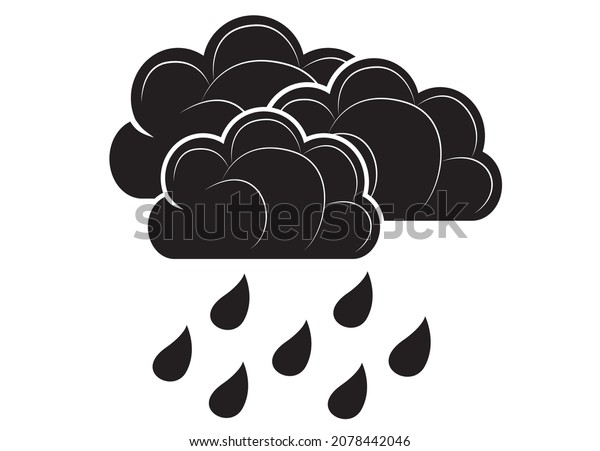 Black Silhouette Vector Illustration Weather Storm Stock Vector ...