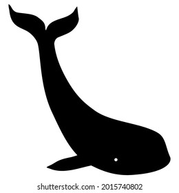 Black silhouette vector illustration  of a whale, a member of the sea animals.