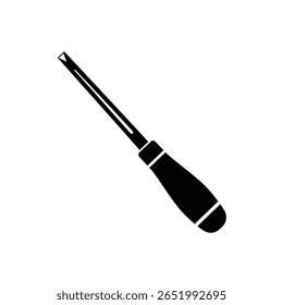 Black silhouette vector illustration of a woodworking awl against a white background. The awl is depicted in a simple, minimalist style.