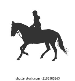 Black silhouette vector images rider on horse