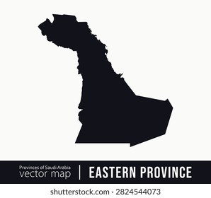 Black silhouette vector map of the Eastern Province of Saudi Arabia. Ideal for geography, cartography, travel, tourism, infographics, educational and regional design projects.