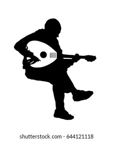 black silhouette vector of musician playing the oud guitar musical instrument