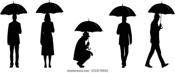 Black Silhouette Vector Set of Diverse Tropical and Deciduous Leaves, Including Fern, Maple, Heart Shapes, and Monstera, for Nature-Themed Graphics and Botanical Design Elements.