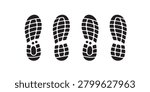 Black Silhouette Vector Set of Shoe Sole Boot Footprints