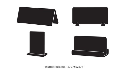 Black Silhouette Vector Set of Table Sign and Tent Card Holders