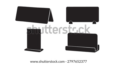 Black Silhouette Vector Set of Table Sign and Tent Card Holders