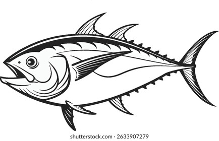black silhouette vector of a skipjack tuna
