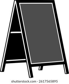 Black Silhouette Vector of Standing A-Frame Sidewalk Cafe Menu Board – Minimal Bold Design on White Background