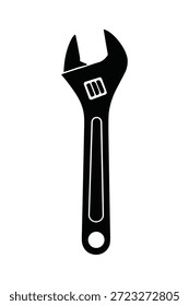 Ilustração de ferramenta de vetor de silhueta preta de uma chave ajustável usada para o trabalho mecânico de encanamento e tarefas de manutenção profissional