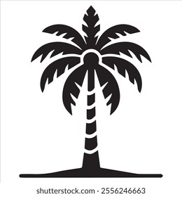 Black Silhouette Vector of a Tropical Palm Tree Isolated on White Background