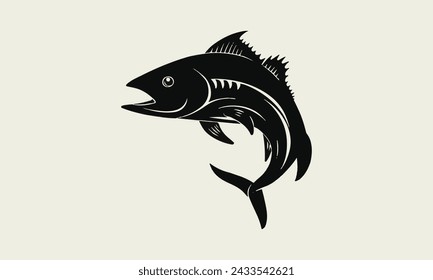 Silueta negra vector atún pescado