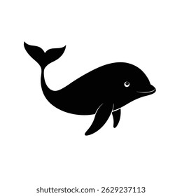 Black silhouette vector of a Whale on a white background