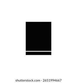 Une silhouette noire d'une icône de feuille de placage est placée sur fond blanc. L'icône est une forme rectangulaire simple avec une fine ligne noire en bas. Le style est minimaliste et axé sur l'Image vectorielle.