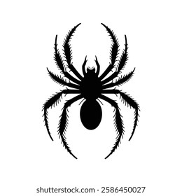 Black silhouette of Venomous Spider Clipart with Detailed Legs, Perfect for Tattoo and Horror Art