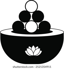 Silhueta Negra do Dia de Vesak. Ilustração de vetor isolada no plano de fundo branco.