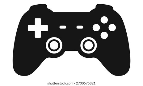 Uma silhueta preta de um controlador de vídeo game, que representa entretenimento digital e experiências interativas de jogos. Este ícone é perfeito para sites e aplicativos.