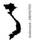 Black Silhouette of a Vietnam Country land Map