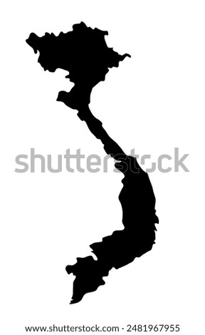 Black Silhouette of a Vietnam Country land Map