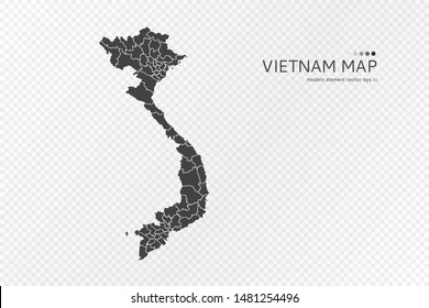 Black silhouette of Vietnam map on transparent background. EPS10 vector file organized in layers for easy editing.