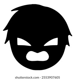 Black silhouette villain face icon