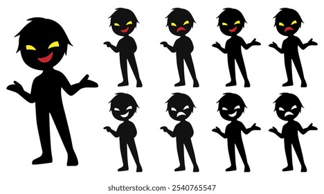 Black silhouette of villain image material