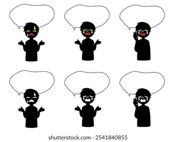 black silhouette of villain image with speech bubble