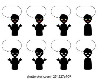 black silhouette of villain image with speech bubble