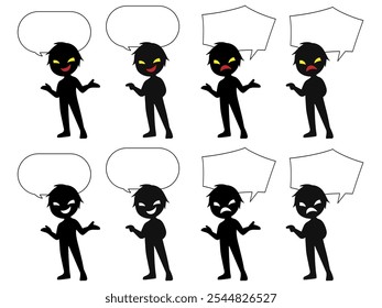 black silhouette of villain image with speech bubble